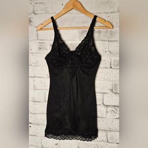 Vintage Grenier Black Lace Shaping Slip Camisole – Size 38 Long